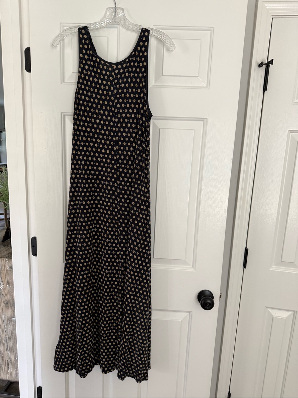 Ann Taylor Black Maxi Dress with Gold Dot Motif - Picture 1 of 2